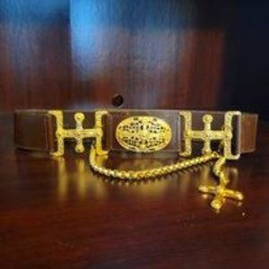 Linea Pelle Vintage Gothic Medallion Waist Belt Size M